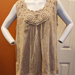 Ultra Pink Cream Sleeveless Embellished Blouse